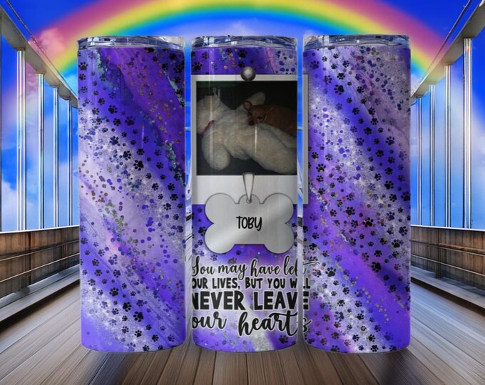 Never Leave Our Hearts Pet Picture Tumbler