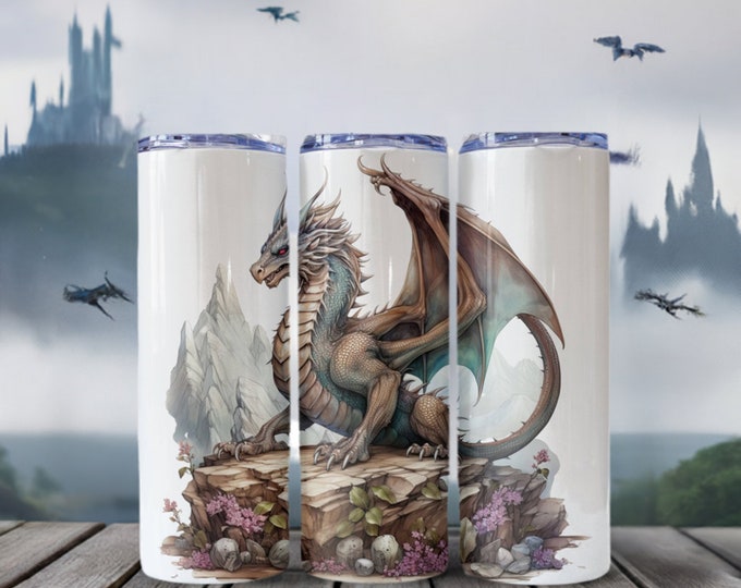 Dragon Tumbler, Stainless Steel Cup with Lid and Straw