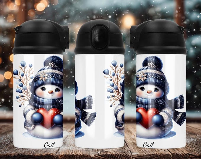 Customizable Snowman 12 oz Water Bottle