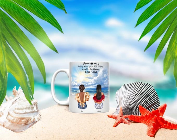 Best Friends on the Beach Customizable Mug