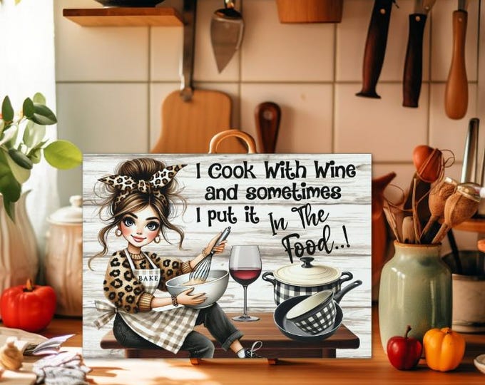 Cooking With Wine Glass Cutting Board