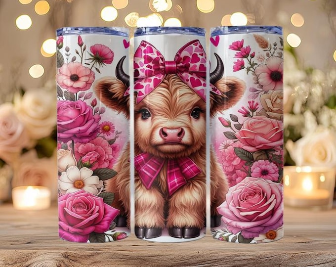 Cute Highland Cow Valentine Tumblers