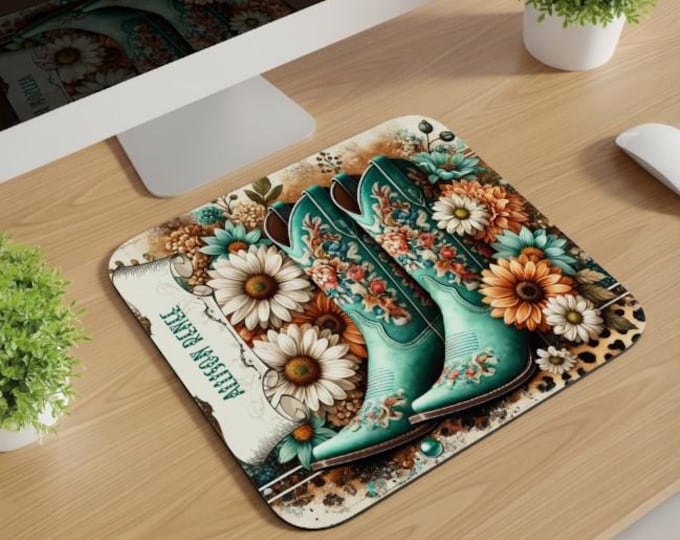 Personalized Cowgirl Boots Mousepad