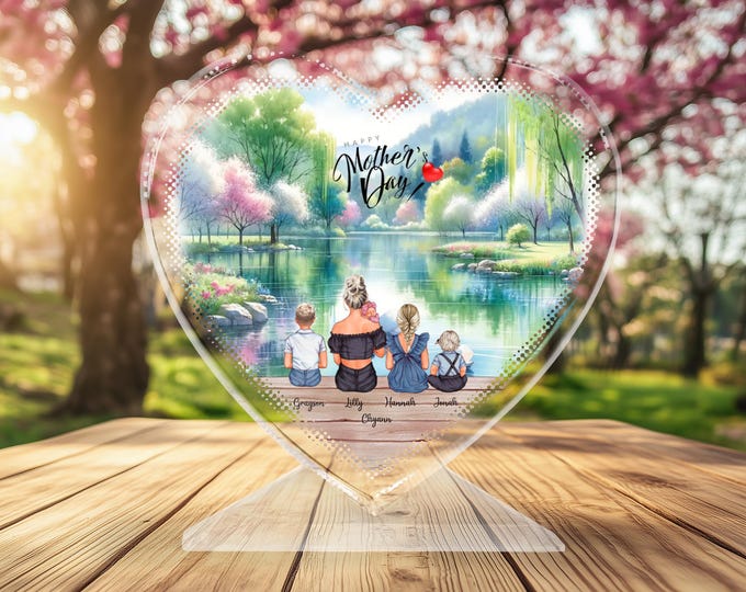 Customizable Mother's Day with Newborn Crystal Heart with Stand