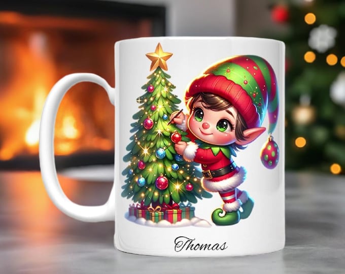 Christmas Elf Personalized Mug (18 elf choices)