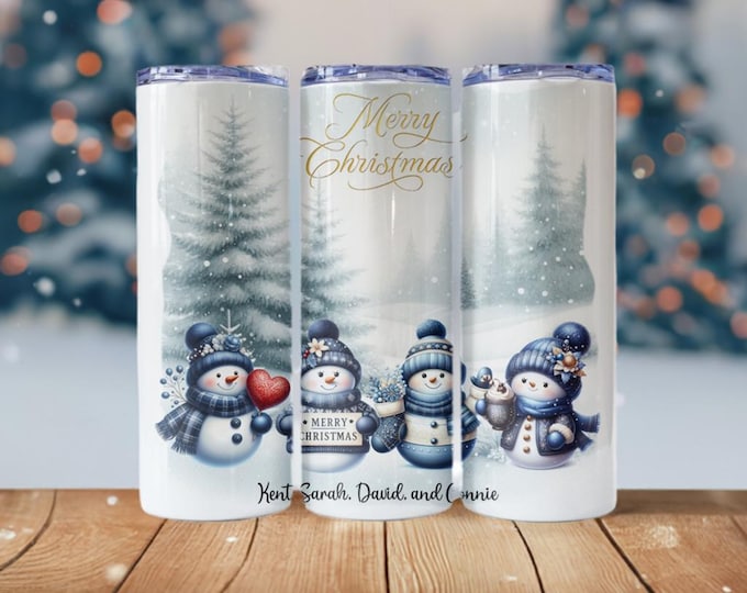 Blue Snowpeople Customizable Tumblers
