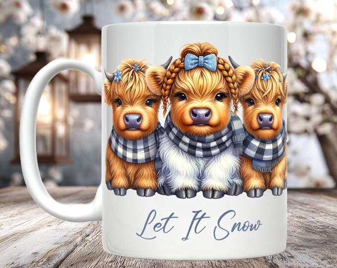 Let It Snow Highland Cow Mug