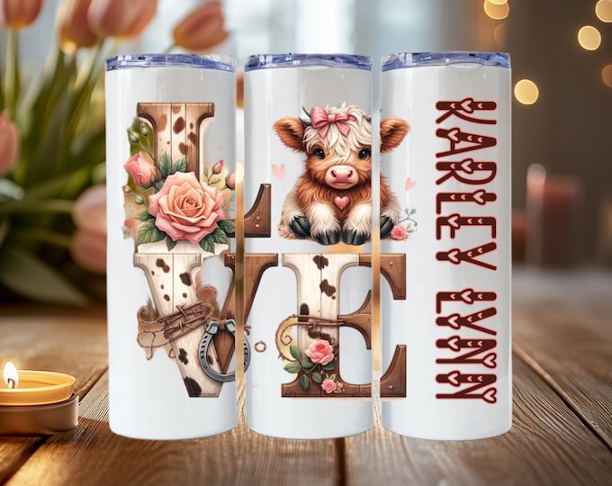 Personalized Highland Cow Valentine Tumbler