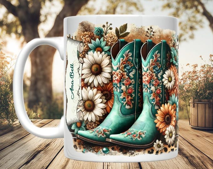 Personalized Cowgirl Boots Mug