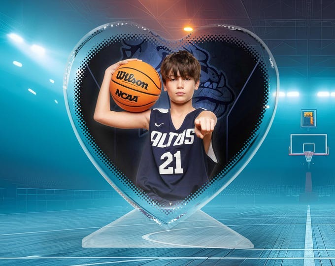 Customizable Picture Crystal Heart with Stand