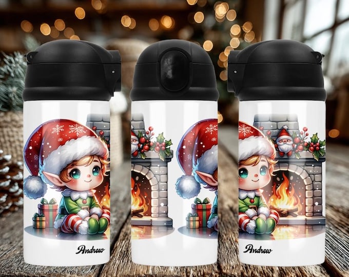 Customizable Christmas Elf 12 oz Water Bottle