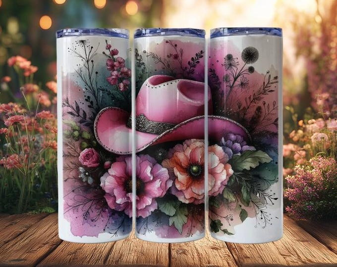 Pink Cowgirl Hat Tumbler