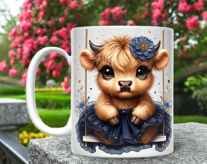Cute Baby Highland Cow Mugs