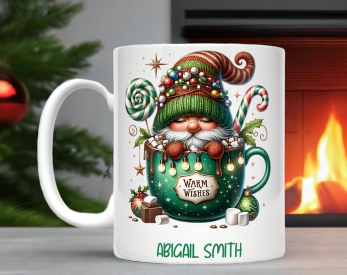 Personalized Hot Chocolate Gnome Mugs (21 gnome choices)