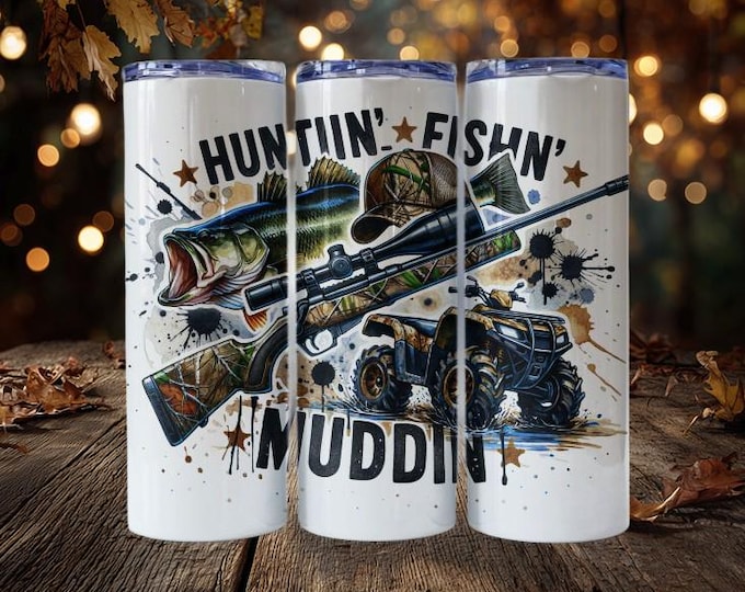Hunting Fishing Mudding Horizontal Design Tumbler