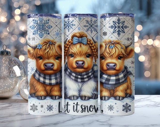 Let It Snow Highland Cow Tumbler