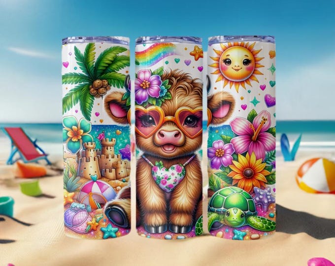 Summer Highland Cow Tumblers (9 styles)
