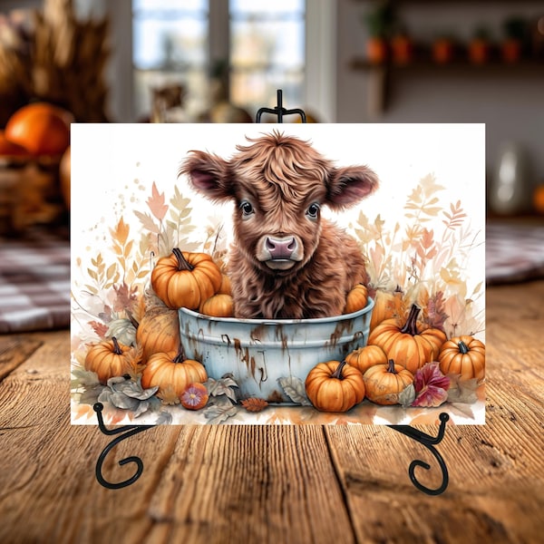 Fall Highland Cow Glass Cutting Boards