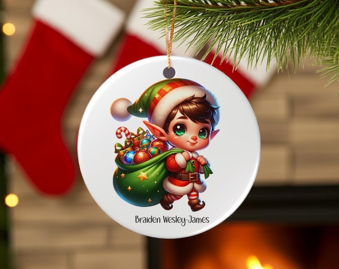 Christmas Elf Personalized Ornament (18 elf choices)