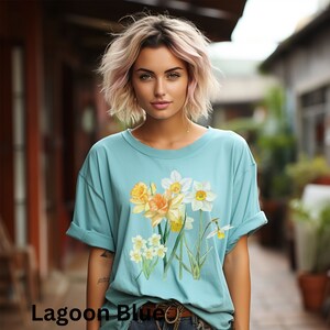 Daffodil Floral T-Shirt: Comfort Colors Spring Garden Tee