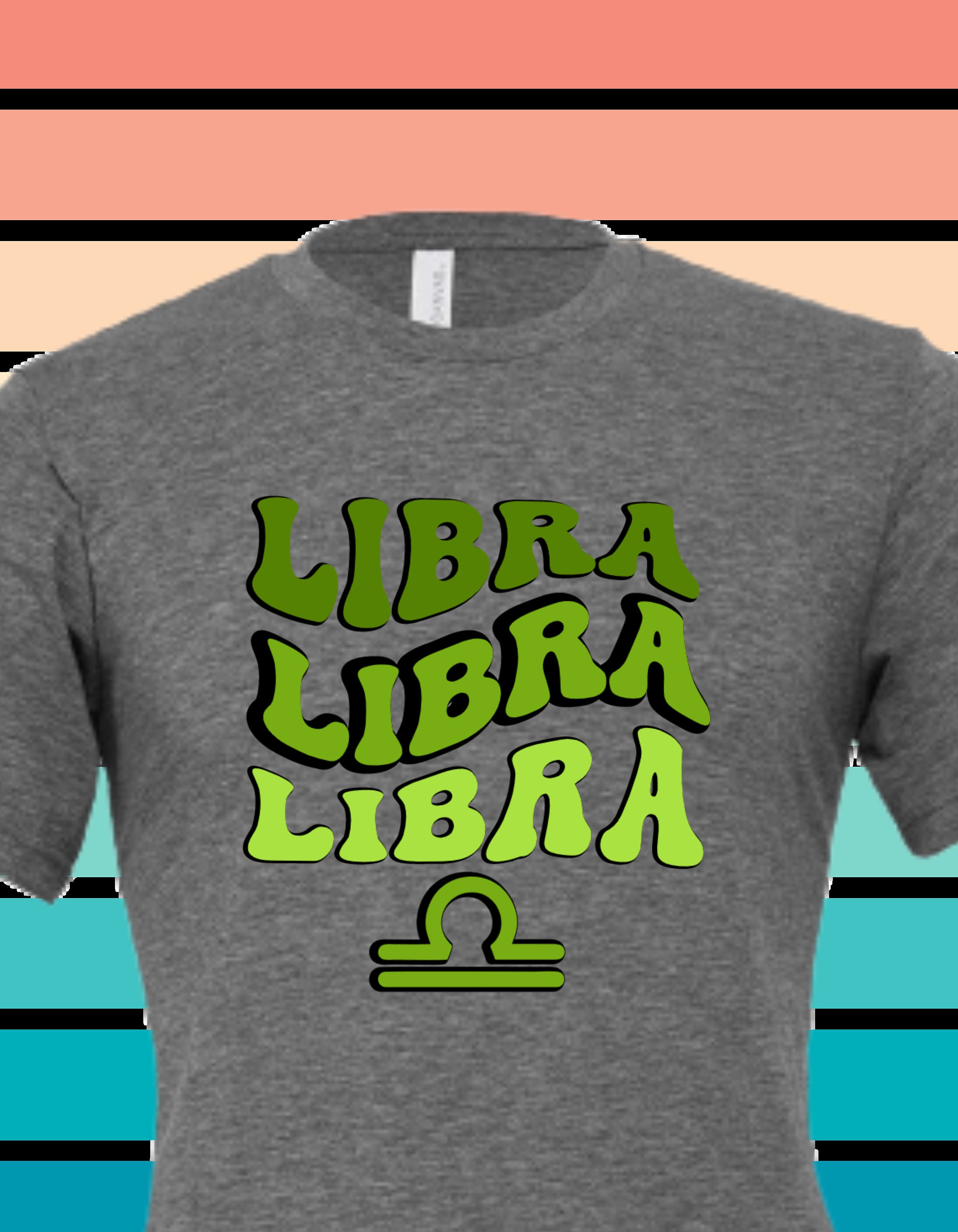 Libra Retro Libra Retro Zodiac Design With Scales Symbol, Bella & Canvas 5 Colors ...