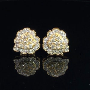 10K Yellow Gold with 0.87CT / 0.61CT  Natural Diamonds - Heart Stud Earring AL45