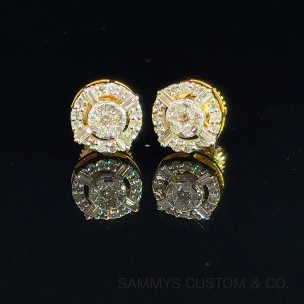 10K Yellow Gold with 0.41CT Natural Diamonds- Round Cut Stud Earring ALFER0800