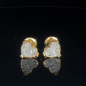 10K Yellow Gold with 0.33CT Natural Diamond- Heart Stud Earring AL30
