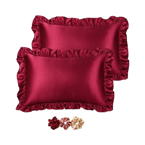 Luxury Satin Pillow Case (pack of 2)  Envelop Closure Satin Pillow Case | Skincare & Haircare Satin Pillow Cover with 3 Satin Scrunchies