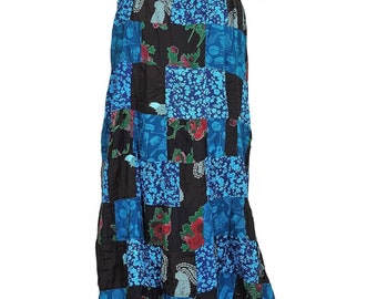 Cotton Boho Maxi Skirt Patchwork Designs, Perfect for Hippie Style and Maxi Dress Fashion
