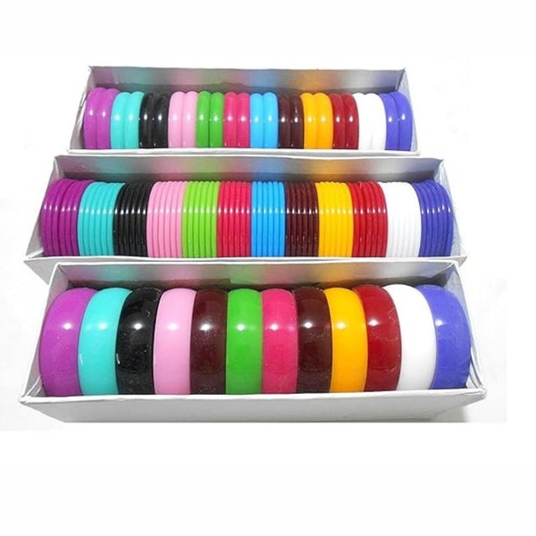 Set of 3 Boxes of Plastic Bangles for Casual, Party, and Office Wear - Perfect for Crafting Silk Thread Bangles Available in Various Sizes