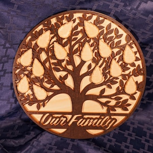 Wood Family Tree, Wood Layered Family Tree, Engraved Family Tree - names on leaves, Unique Family Tree Wall Hanging, Handcrafted