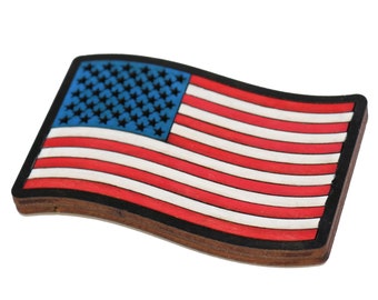 Wood American Flag Magnet, Handcrafted, Made in USA