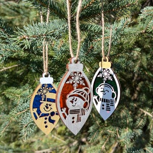 Christmas Ornaments | Faux Stained Glass | Snowman Ornaments