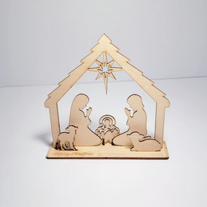 Nativity Scene Pop-up, Christmas Wood Nativity Scene Pop Up, Wood Coloring Nativity Scene, Nativity Craft