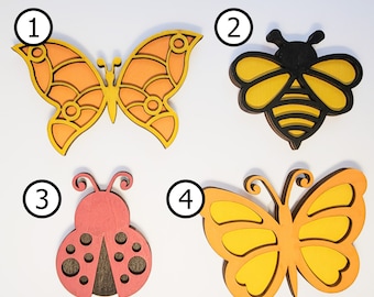 Nature's Charm Magnets: Hand-Painted Wooden Magnets Set - Butterfly, Ladybug, Bee