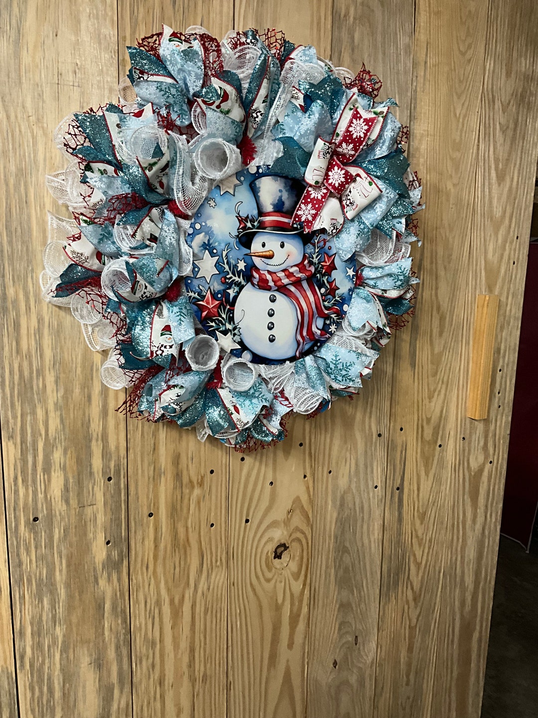 Snowman Wreath Winter Wreath Front Door Decor Royal Blue 24 - Etsy