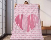Personalized Nana Heart Blanket Mothers Day Gift, Nana Gift Retro Name Blanket Custom Gramdma Gift from Grandkids with Names Birthday Gift