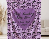 Custom Love Blanket Gift for Wife Girlfriend Husband Boyfriend Him Her, Personalized Blanket, Minky Custom Blanket, Love Message Blanket
