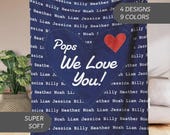 Custom Pops Blanket With Grandkids Names, Personalized Blanket Fathers Day Gift, Lap Throw Pop Pop Grandfather Gift, Pops Gift from Kids
