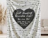 Personalized Blanket Gift for Grandma, Custom Blanket Mother’s Day Gift Mom Nana Mimi Gigi, Love Message Blanket Grandma Name Blanket