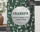 Personalized Grandpa Blanket Gift, Gramps Custom Name Blanket Soft Throw Gift for Papa Fathers Day Birthday Gift from Grandkids Golf Blanket