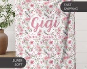 Personalized Gigi blanket gift Gigi Name Blanket Gift with Grandkid Names Custom Gigi Lap Blanket Toile Bird Lover Mothers Day Gift for Mimi