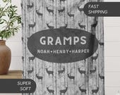 Gramps Personalized Blanket Gift, Grandpa Custom Name Blanket Soft Throw Gift for Papa Fathers Day Birthday Gift from Grandkids Deer Blanket