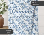 Personalized Grandma blanket gift Gigi Name Blanket Gift with Kids Names Custom Nana Lap Blanket Toile Bird Lover Mothers Day Gift for Mimi