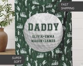 Personalized Daddy Blanket Gift, Custom Father Name Blanket Soft Throw Gift for Dad Fathers Day Gift Birthday Gift from Kids Golfing Blanket