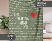 Mimi Blanket Personalized With Kids Names Blanket, Mothers Day Gift, Gigi Nana Gift, Great Grandma Name Blanket Custom Grandma Gift from Kid