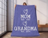 Personalized Grandma Blanket Custom Grandma EST Blanket Gift, Grandma Announcement Mothers Day Gift, Grandma Est 2024 Gift from Grandkids