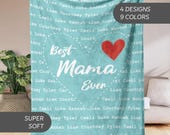 Custom Mama Blanket With Kids Names, Personalized Mama Name Blanket Throw Mothers Day Gift Christmas Mom Gift from Kids, Best Mama Ever Gift