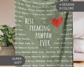 Custom Paw Paw Blanket With Grandkids Names, Personalized Blanket Fathers Day Gift, Pop Pop Grandfather Gift, Grandpa Gift from Grandkids